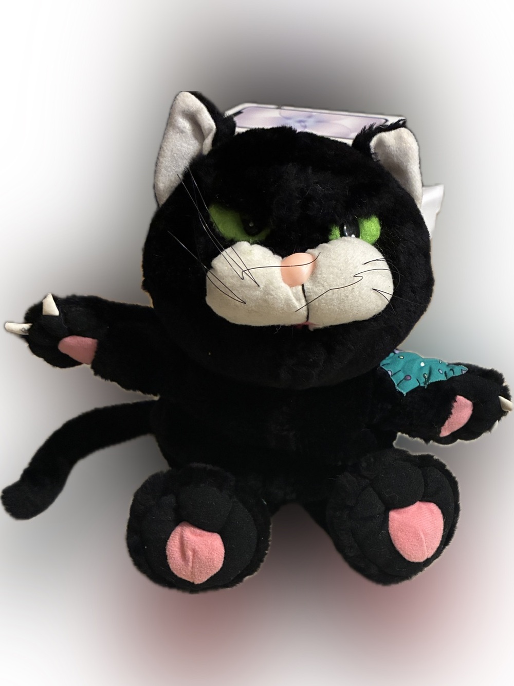 Vintage Gibson Fraidy Black Cat 1996 Hand Puppet 13" Plush Stuffed Animal Toy